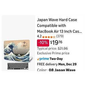 Japan Wave Hard Case for MacBook Air 13 Inch A2179 A1932 Hokusai Art